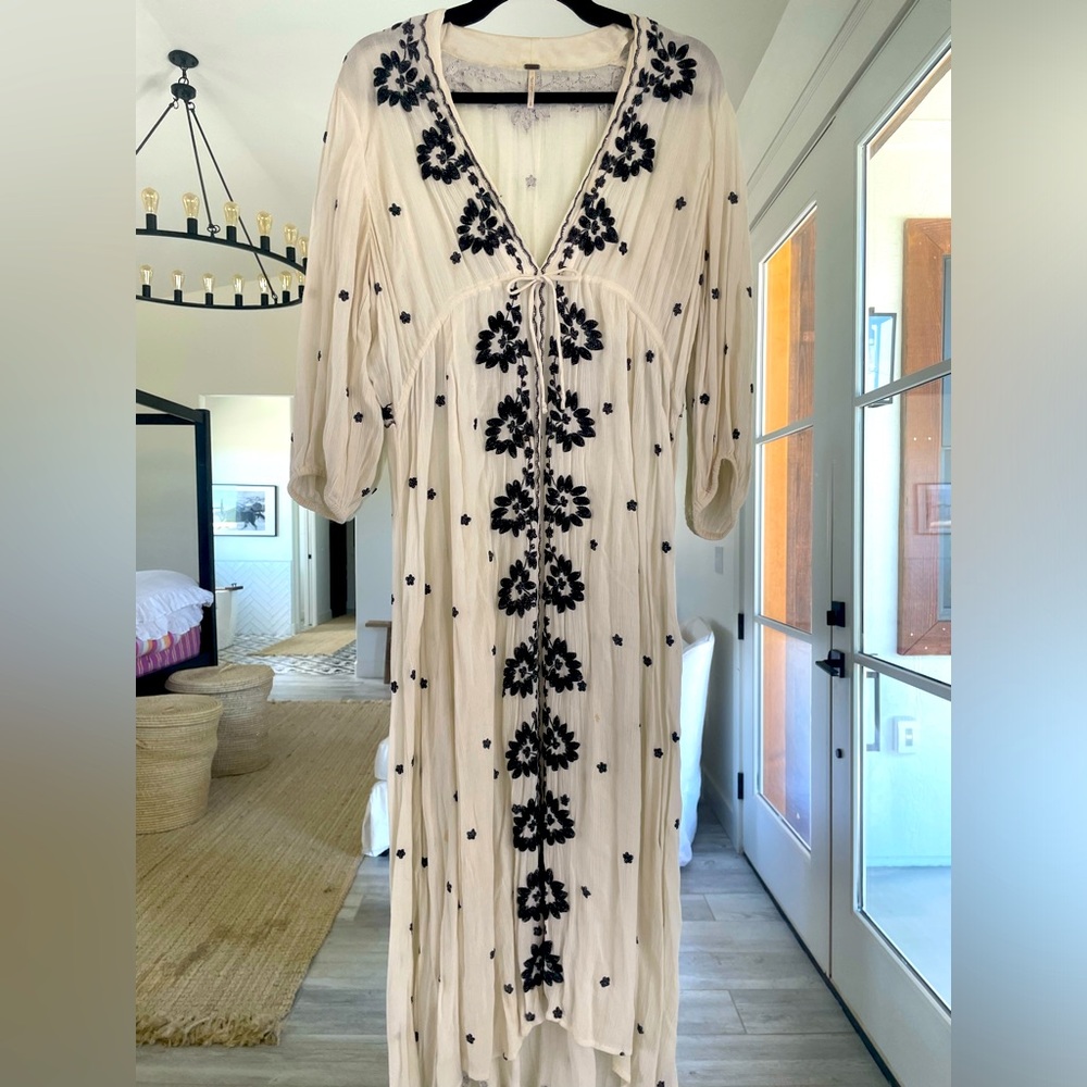 Free People Embroidered Fable Midi Dress